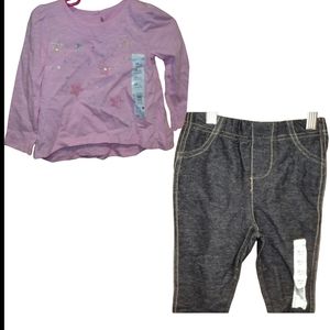 Wonder Kids 2 Piece Set Pink Top & Black  Jeggings Leggings 18 months